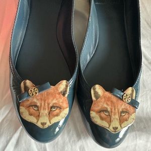 Tory Burch fox ballet flat patent leather